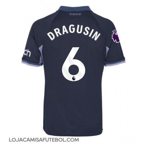 Camisa de Futebol Tottenham Hotspur Radu Dragusin #6 Equipamento Secundário 2023-24 Manga Curta